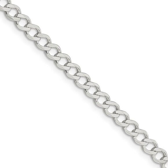4.5mm Sterling Silver Hollow Flat Open Curb Chain Necklace 18 Inch